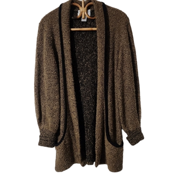 Vintage large pocket brown and black cardigan sweater - Picture 1 of 9